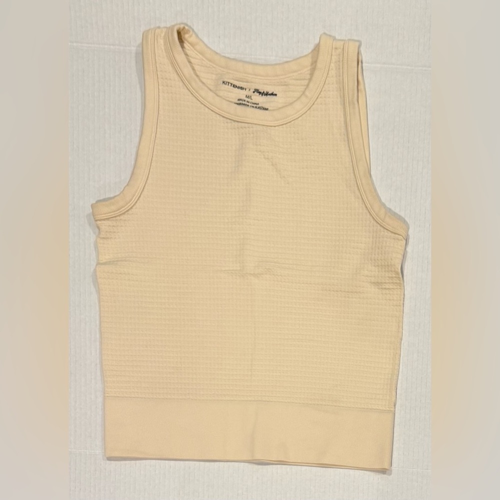Kittenish x Flag & Anthem | Women’s Waffle Knit Cropped Tank Cream | Size M/L